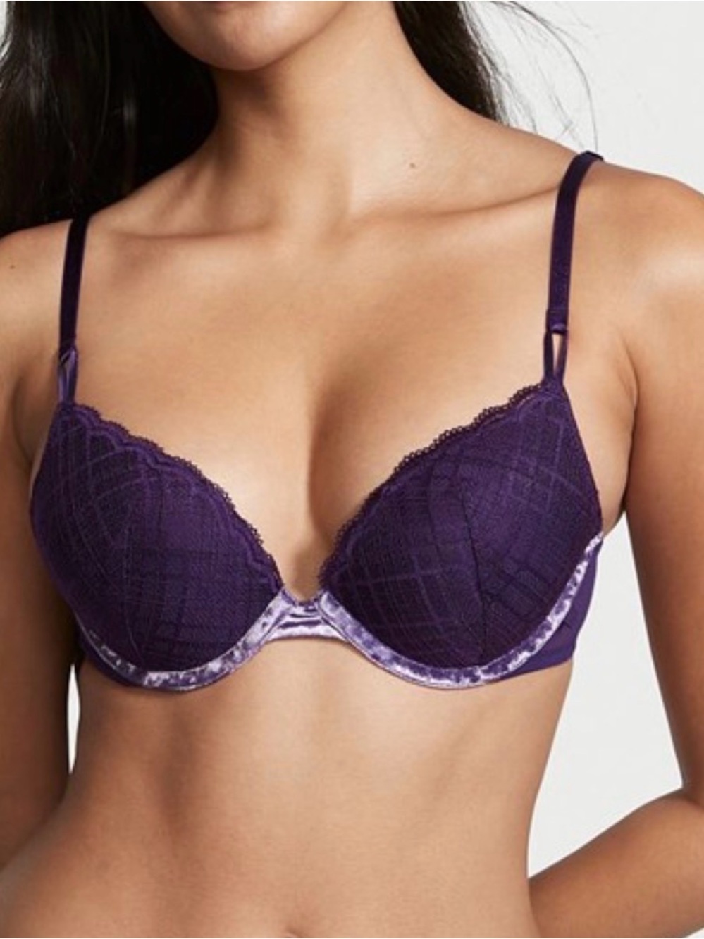 Victoria's Secret Deep Purple Lace Plunge Push-Up Bra 💜